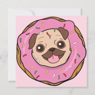 Festividades Cartão de Férias Pug rosquinha