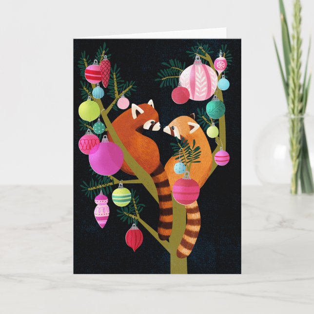 Festividades Cartão de Férias Red Panda (Frente)