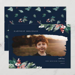 Festividades Cartão de Férias Rustic Winter Berry Greenery