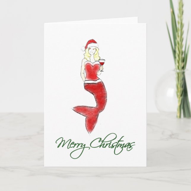 Festividades Cartão de Férias Sereia Santa Hat (Frente)