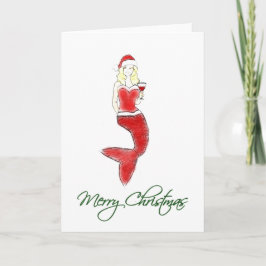 Festividades Cartão de Férias Sereia Santa Hat