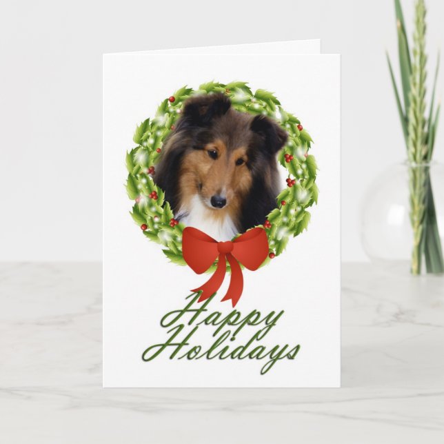 Festividades Cartão de Férias Sheltie #1 (Frente)