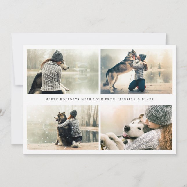 Festividades Cartão de Férias Simples com Colagem de 4 Fotos (Frente)