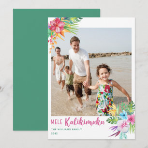 Festividades Cartão de Férias Tropicais de Flor Mele Kalikimaka