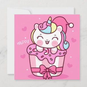 Festividades Cartão de Férias Unicorn Bonito