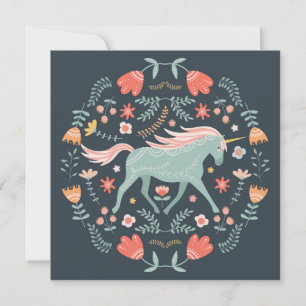 Festividades Cartão de Férias Unicórnio Cute Scandi