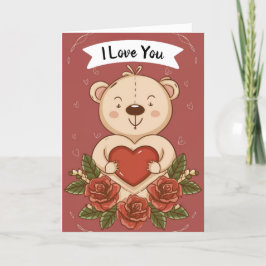 Festividades Cartão de Férias Urso de Pelúcia Eu Te Amo