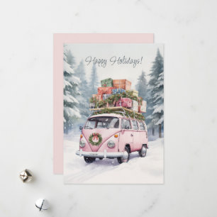 Festividades Cartão de Férias Vanagon Rosa Plano