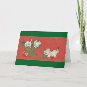 Festividades Cartão de Férias Vintage Kittens