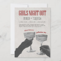 Cartão de festa de Galentine's das garotas à noite