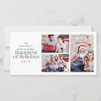 Festividades Cartão de foto com 3 molduras branco de férias de