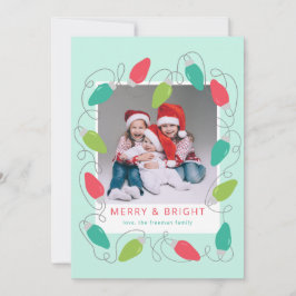 Festividades Cartão de Foto com Luzes de Natal Coloridas