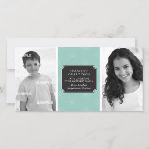 Festividades Cartão de Foto com Moldura Floral Pontilhada