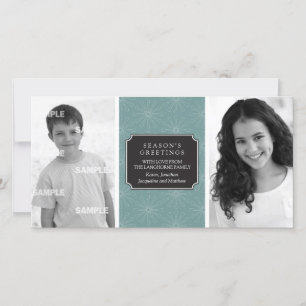 Festividades Cartão de Foto com Moldura Floral Pontilhada