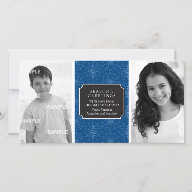 Festividades Cartão de Foto com Moldura Floral Pontilhada (Frente)