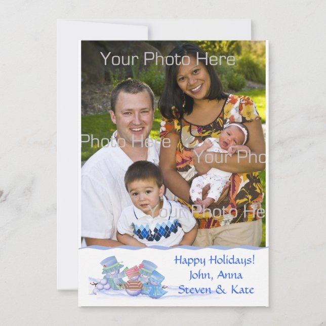 Festividades Cartão de Foto da Família da Neve (Frente)