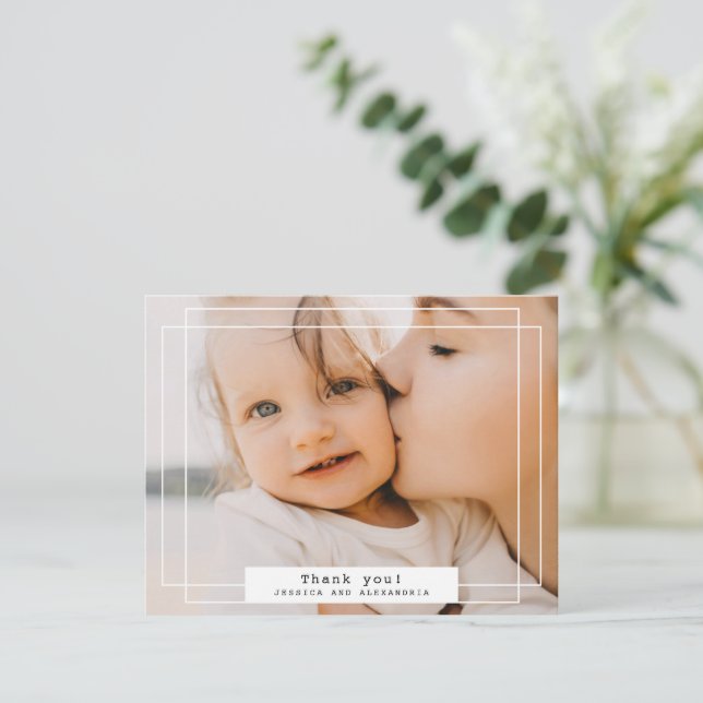 Festividades Cartão de Foto de Agradecimento Simples Branco com (Em pé/Frente)