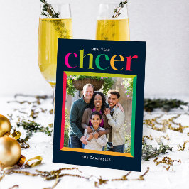 Festividades Cartão de Foto de Ano Novo com Moldura Ousada
