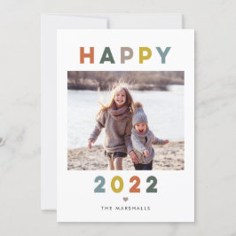 Festividades Cartão de Foto de Ano Novo Feliz Letras Modernas 2