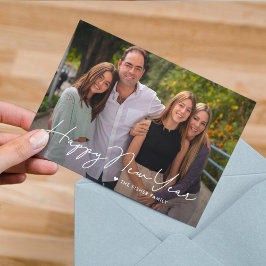 Festividades Cartão de Foto de Ano Novo Simplesmente Escrito Fe