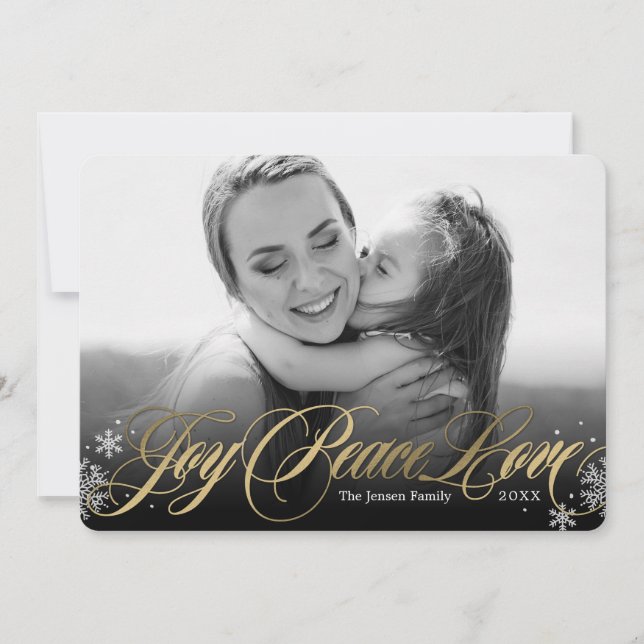 Festividades Cartão de Foto de Boas Festas com Brilho Preto (Frente)