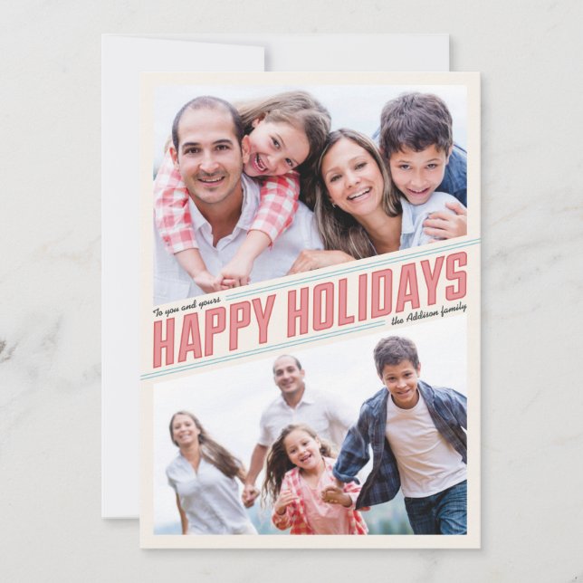 Festividades Cartão de Foto de Boas Festas Inclinado 2 (Frente)