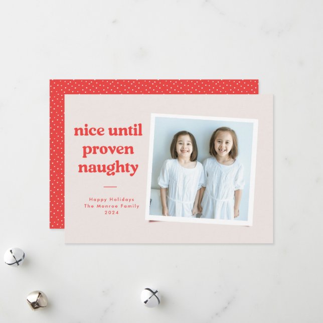 Festividades Cartão de Foto de Bonito a Malvado - vermelho (Frente/Verso In Situ)
