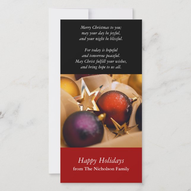 Festividades Cartão de Foto de Decorações de Feriado (Frente)