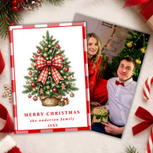 Cartão de Foto de Família da Árvore de Natal com L