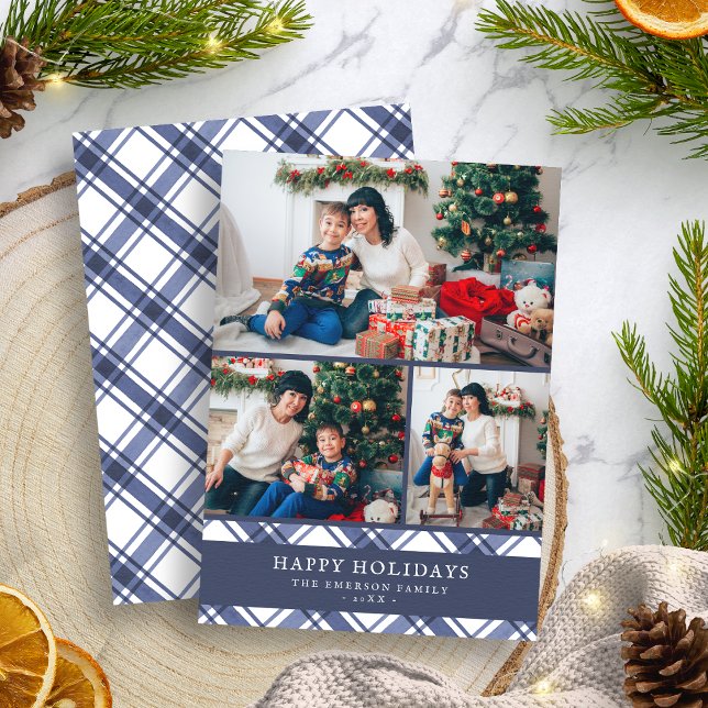 Festividades Cartão de Foto de Férias Azul Branco (Blue White Holiday Photo Card
)