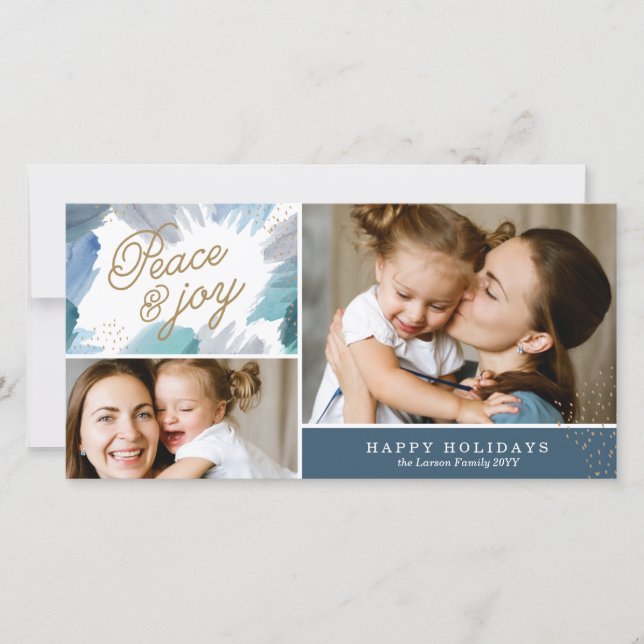 Festividades Cartão de Foto de Férias Cerúleo (Frente)