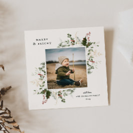 Festividades Cartão de Foto de Férias com Folhagem Festiva