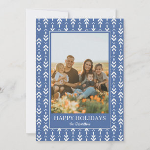 Festividades Cartão de foto de férias com folhas impressas em b