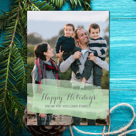 Festividades Cartão de Foto de Férias com Pincelada de Aquarela