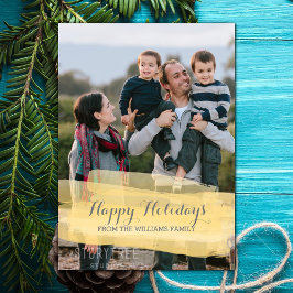 Festividades Cartão de Foto de Férias com Pincelada de Aquarela