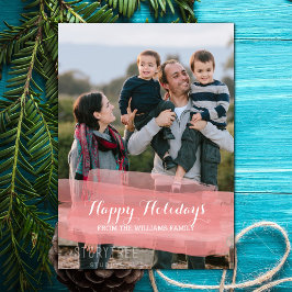 Festividades Cartão de Foto de Férias com Pincelada de Aquarela