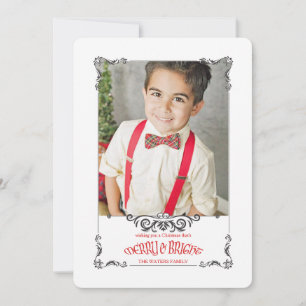 Festividades Cartão de Foto de Férias com Suporte Ornamentado