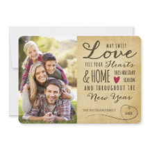 Cartão de Foto de Férias de Amor Doce Vintage