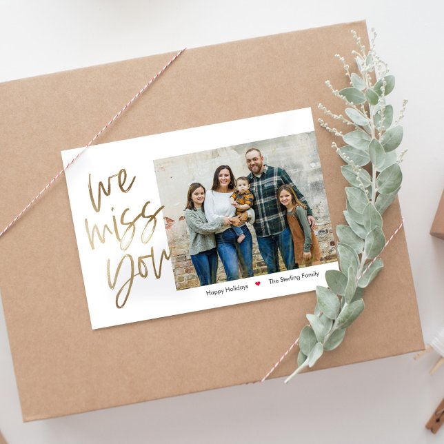 Festividades Cartão de Foto de Férias Editável 'Missing You' Co (Criador carregado)