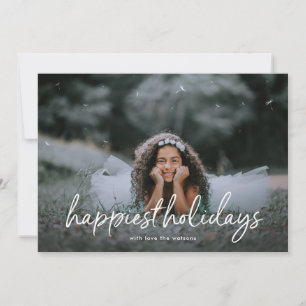 Festividades Cartão de Foto de Férias Mais Felizes com Letra de