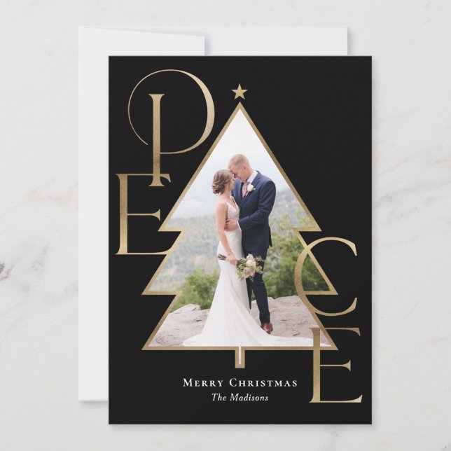 Festividades Cartão de Foto de Férias Moderno da Árvore da Paz (Frente)