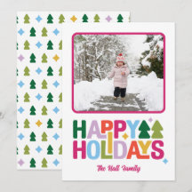 Cartão de Foto de Férias Multi-Color Retro Vibes