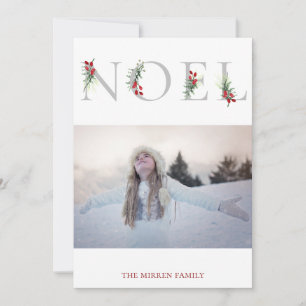 Festividades Cartão de Foto de Férias Planas NOEL Adornado Botâ
