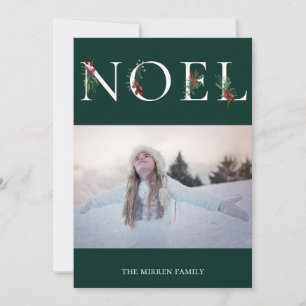 Festividades Cartão de Foto de Férias Plano NOEL Adornado Botân