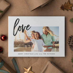 Festividades Cartão de Foto de Férias Preto e Branco de Amor Si