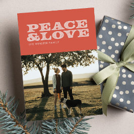 Festividades Cartão de foto de férias retrô paz e amor