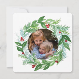 Festividades Cartão de foto de guirlanda de Natal em aquarela