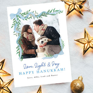 Festividades Cartão de Foto de Hanukkah com Arco Azul Minimalis