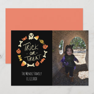 Festividades Cartão de Foto de Letreiro à Mão de Halloween com