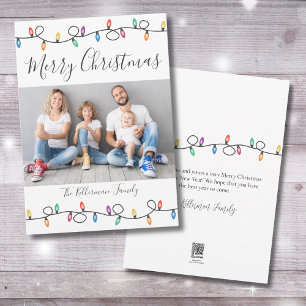 Festividades Cartão de Foto de Luzes Coloridas de Feliz Natal